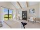 Bedroom with large windows, vaulted ceilings, and carpet flooring at 2442 Fox View Trl, Franktown, CO 80116