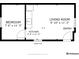Detailed floor plan showcasing the layout of the living room, kitchen, bedroom and entry way in the home at 422 Atwood St, Longmont, CO 80501
