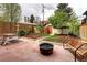 Private backyard featuring a patio, fire pit, garden beds, and a picnic table at 1267 Clayton St, Denver, CO 80206