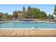 Community outdoor swimming pool and lounge area with seating, landscaping, and trees at 7462 S Quail Cir # 426, Littleton, CO 80127