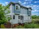 Back exterior elevation of the home showing the siding, windows and deck area at 1106 Oak Cir, Lakewood, CO 80215