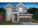 Charming two-story home with gray siding, brick accents, and a two-car garage at 1288 Stillspring Ln, Castle Pines, CO 80108