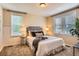 Bright bedroom with plush carpet, modern lamps, and light-blocking shades at 3047 Osceola St, Denver, CO 80212