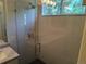 Tiled glass shower with rainfall shower head and modern fixtures in remodeled bathroom at 10538 Tiger, Lone Tree, CO 80124
