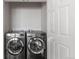 Laundry room with modern washer and dryer at 63 Harrison St, Denver, CO 80206