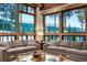 Bright living room with comfortable seating and expansive windows offer scenic mountain views at 422 Timber Trail Rd, Breckenridge, CO 80424