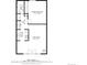 A first-floor floor plan showing a kitchen, bathroom, hall, bedroom and living room at 384 S Ironton St # 413, Aurora, CO 80012