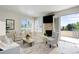 Elegant living room with large windows, cozy seating, and balcony access at 2500 E Cherry Creek South Dr # 306, Denver, CO 80209