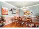 Formal dining room with hardwood floors, wood table, and wall art at 10068 Darwin Ln, Highlands Ranch, CO 80130