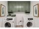 Bright laundry room featuring updated cabinets and modern washer and dryer at 5426 S Jasper Way, Centennial, CO 80015