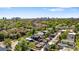 Panoramic aerial shot of a neighborhood with mature trees, diverse architectural styles, and city views at 2355 N Emerson St, Denver, CO 80205