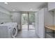 Spacious laundry room with modern appliances, built-in shelving, cabinets, and outside access at 7715 S Hudson Ct, Centennial, CO 80122