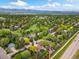 Expansive aerial view of the neighborhood, showcasing lush greenery, golf course, and mountain backdrop on a bright day at 4656 Tanglewood Trl, Boulder, CO 80301