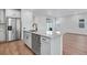 Kitchen island with stainless appliances and sink with views to the back yard at 3336 N Haleyville Ct, Aurora, CO 80019