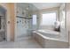 Luxurious main bathroom with glass-enclosed shower and large soaking tub at 1193 Phipps Ct, Highlands Ranch, CO 80126