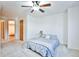 Bedroom with ceiling fan, closet, and neutral carpeting at 1641 S Idalia Cir # F, Aurora, CO 80017