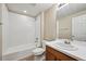 Standard bathroom with a shower-tub combo and a single sink vanity at 17710 E Emilia Dr, Parker, CO 80134