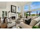 Bright living room featuring large windows, a fireplace, and stylish neutral furniture at 32 Glenmoor Dr, Englewood, CO 80113