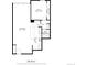Floor plan of an 837 sqft apartment featuring living room, kitchen, bathroom, bedroom, and walk-in closet at 2 Adams St # 1504, Denver, CO 80206