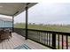 Spacious covered patio with seating overlooking grassy fields and distant neighborhood at 39405 Stockton Cir, Elizabeth, CO 80107