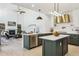 A sprawling kitchen flows into the living room, featuring a large island, custom cabinetry, and stainless appliances at 1302 Milbury St, Castle Rock, CO 80104