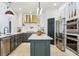 The gourmet kitchen features stainless steel appliances, a center island, and custom cabinetry at 1302 Milbury St, Castle Rock, CO 80104