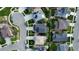 An aerial view showcases well-designed streets, manicured lawns, and mature trees in a desirable neighborhood at 30 Sun Up Ct, Erie, CO 80516