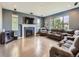 Inviting living room featuring a fireplace, large TV, and comfortable seating with lots of natural light at 30 Sun Up Ct, Erie, CO 80516