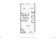 Detailed first floor plan showcasing the layout of the kitchen, living room, and bathroom at 4633 S Crystal Way # E189, Aurora, CO 80015