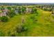 Expansive aerial view of lush green grass, mature trees, and beautiful homes at 2061 Chesapeake Pl, Highlands Ranch, CO 80126