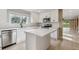Well-lit kitchen with stainless steel appliances, white cabinets, tile backsplash and central island at 46 Douglas Dr, Broomfield, CO 80020