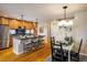 Modern kitchen with stainless steel appliances, a breakfast bar, and open to the adjacent dining area at 2552 Stonewall Ln, Lafayette, CO 80026