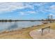 Calm lake view from park with bench, serene waterscape with clear blue sky at 4671 S Decatur St # 232, Englewood, CO 80110