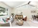 Bright, spacious living room with stylish furniture and large windows at 7453 E Jefferson Dr, Denver, CO 80237