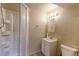 Basement bathroom with a shower and vanity at 1176 E 130Th Ave # C, Thornton, CO 80241