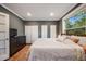 Comfortable bedroom with hardwood floors, two closets, and natural light from the window at 249 S Lincoln St, Denver, CO 80209
