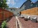 Inviting backyard features string lights, modern patio furniture, and a fire pit, perfect for outdoor relaxation and entertaining at 3914 Osage St, Denver, CO 80211