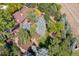 Aerial view of property showcasing landscaping, trees, and yard at 7346 S Platte Canyon Dr, Littleton, CO 80128