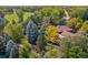 Aerial view of the home's exterior with lush landscaping at 7346 S Platte Canyon Dr, Littleton, CO 80128