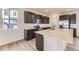 Modern kitchen featuring sleek dark cabinets, stainless steel appliances, and a large center island at 8846 Waterleaf Ln, Littleton, CO 80125