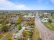 Aerial view showcasing neighborhood homes near the long, straight road with buildings on each side of the community at 690 W 1St Ave, Broomfield, CO 80020