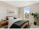 Cozy bedroom with neutral tones, large window, and a modern accent plant at 1488 S Andes Way, Aurora, CO 80017