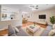 Cozy living room with hardwood floors, and contemporary furniture creating an inviting space at 260 Flint Way, Broomfield, CO 80020