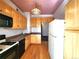 Charming kitchen featuring wood floors, tile backsplash, and classic appliances at 1716 Virginia St, Idaho Springs, CO 80452
