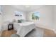 Bright bedroom featuring hardwood floors and two large windows at 3541 Eudora St, Denver, CO 80207
