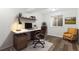 Basement office with a stylish desk setup, decor, and a bright window view at 2017 N Fork Dr, Lafayette, CO 80026