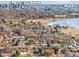 Beautiful aerial view of the neighborhood with downtown Denver and Sloans Lake in the background at 2515 Zenobia St, Denver, CO 80212