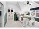 Bright bedroom showcasing a large bed, unique ceiling, and stylish decor at 2515 Zenobia St, Denver, CO 80212