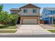 Charming two-story home with a two-car garage and well-maintained front yard during the day at 5572 Kalispell St, Denver, CO 80239