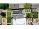 Aerial view of a home with solar panels on the roof surrounded by a well-maintained yard and neighboring houses at 461 S Sherman St, Denver, CO 80209